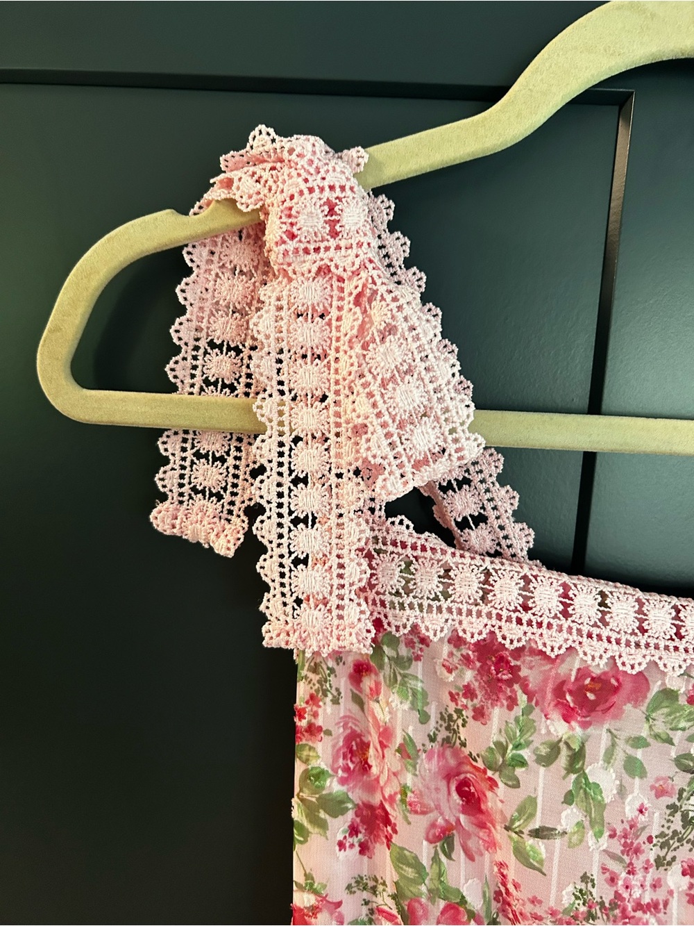 Rare Editions - Pink Floral Sundress for Kids with Crochet Trim - Picture 3 of 10